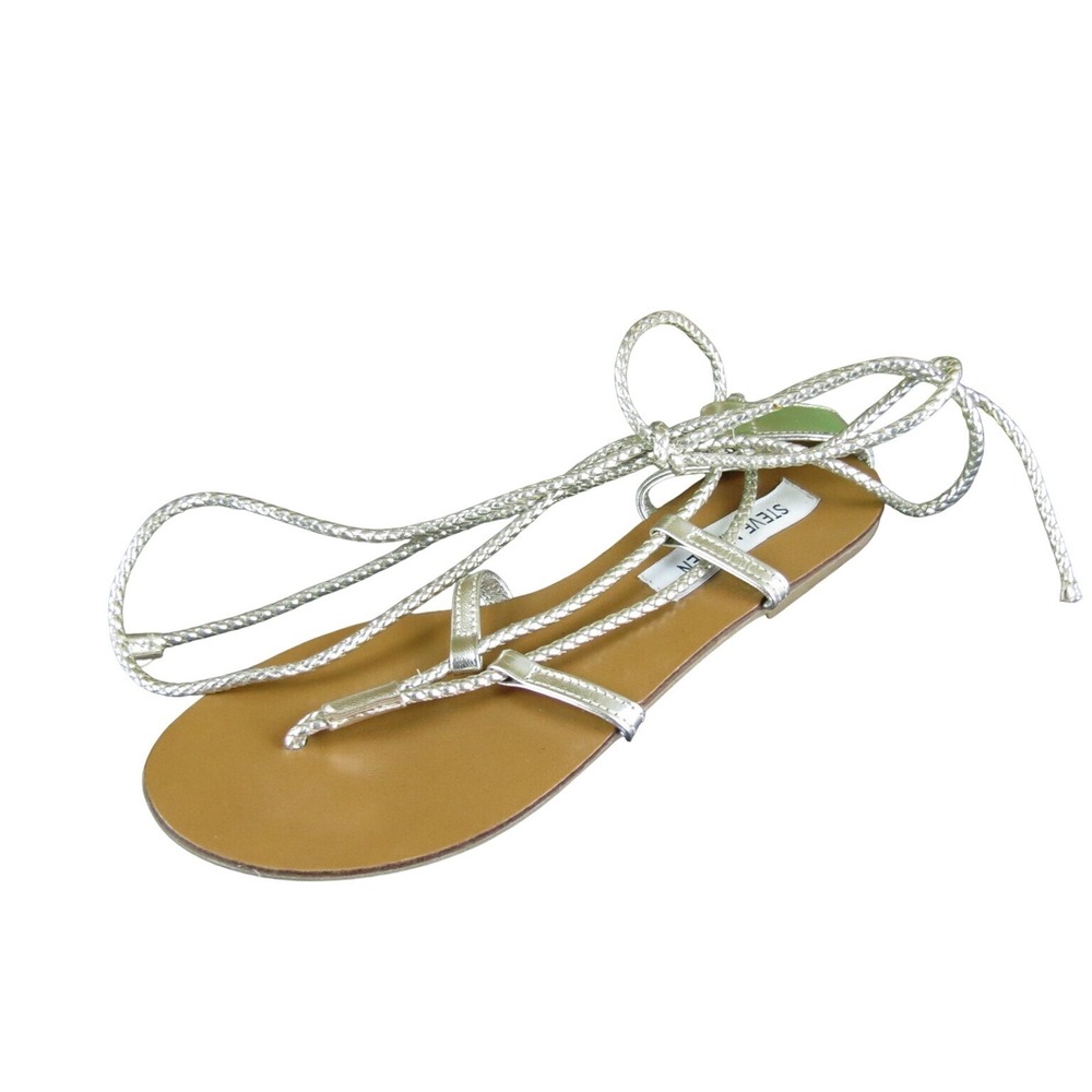 Steve Madden Women's Werkit Strappy Gold Leather Sz 8‎ Medium Gently Used 2025